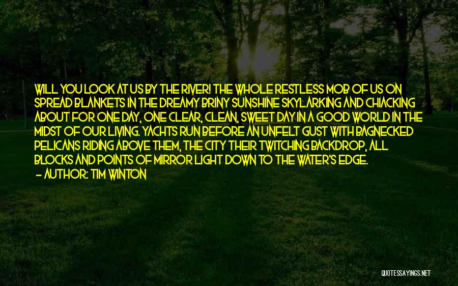 Tim Winton Quotes: Will You Look At Us By The River! The Whole Restless Mob Of Us On Spread Blankets In The Dreamy
