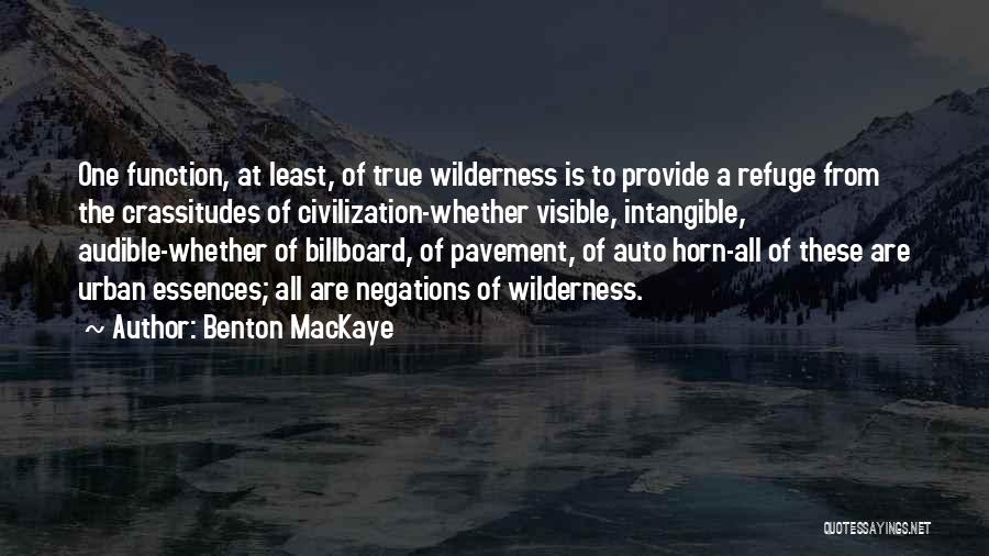 Benton MacKaye Quotes: One Function, At Least, Of True Wilderness Is To Provide A Refuge From The Crassitudes Of Civilization-whether Visible, Intangible, Audible-whether