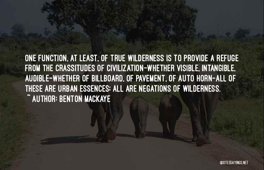 Benton MacKaye Quotes: One Function, At Least, Of True Wilderness Is To Provide A Refuge From The Crassitudes Of Civilization-whether Visible, Intangible, Audible-whether