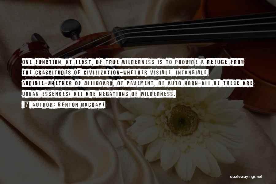 Benton MacKaye Quotes: One Function, At Least, Of True Wilderness Is To Provide A Refuge From The Crassitudes Of Civilization-whether Visible, Intangible, Audible-whether