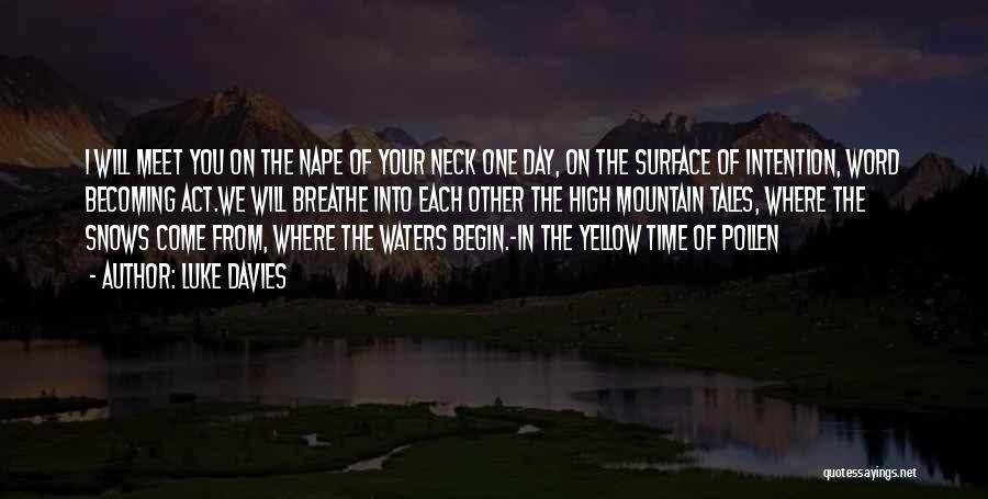 Luke Davies Quotes: I Will Meet You On The Nape Of Your Neck One Day, On The Surface Of Intention, Word Becoming Act.we
