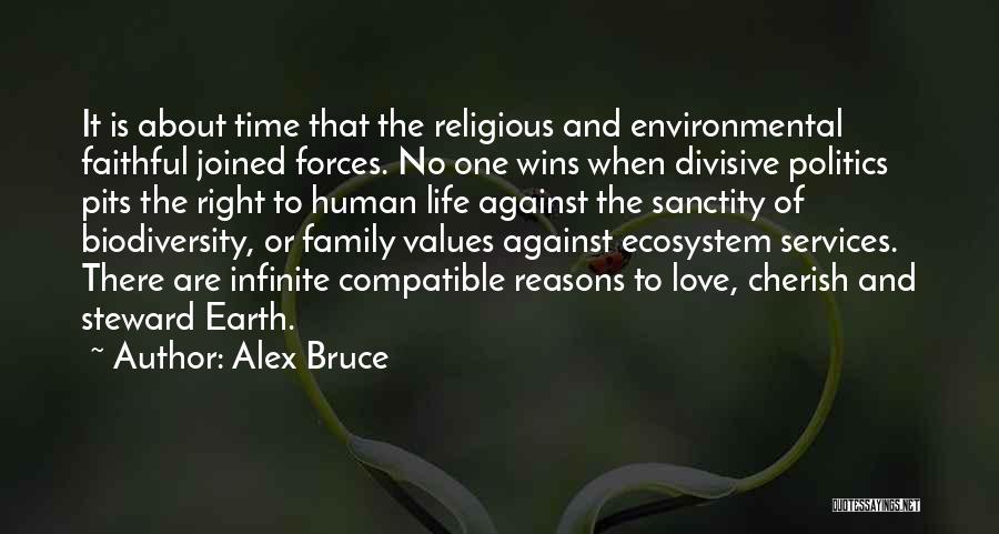 Alex Bruce Quotes: It Is About Time That The Religious And Environmental Faithful Joined Forces. No One Wins When Divisive Politics Pits The