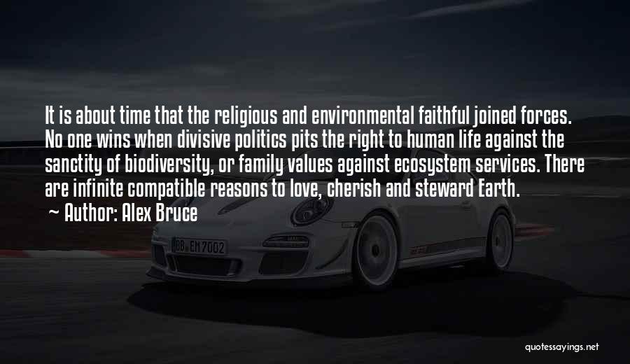 Alex Bruce Quotes: It Is About Time That The Religious And Environmental Faithful Joined Forces. No One Wins When Divisive Politics Pits The