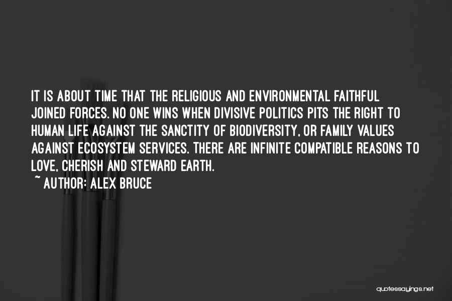 Alex Bruce Quotes: It Is About Time That The Religious And Environmental Faithful Joined Forces. No One Wins When Divisive Politics Pits The