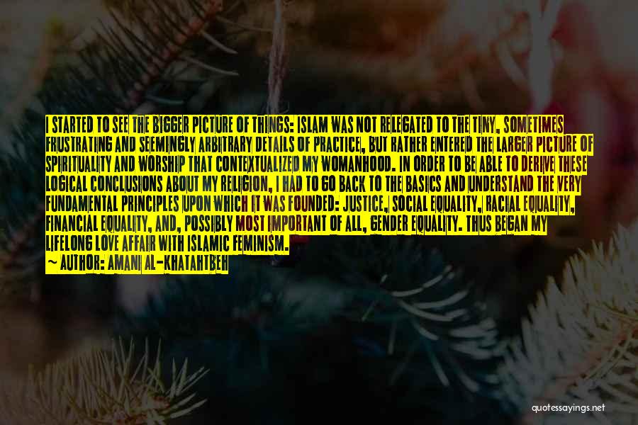 Amani Al-Khatahtbeh Quotes: I Started To See The Bigger Picture Of Things: Islam Was Not Relegated To The Tiny, Sometimes Frustrating And Seemingly