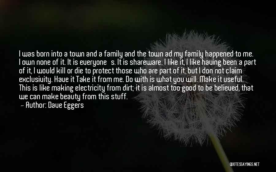 Dave Eggers Quotes: I Was Born Into A Town And A Family And The Town Ad My Family Happened To Me. I Own