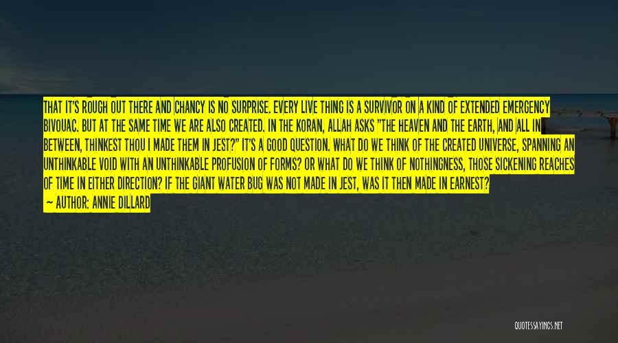 Annie Dillard Quotes: That It's Rough Out There And Chancy Is No Surprise. Every Live Thing Is A Survivor On A Kind Of