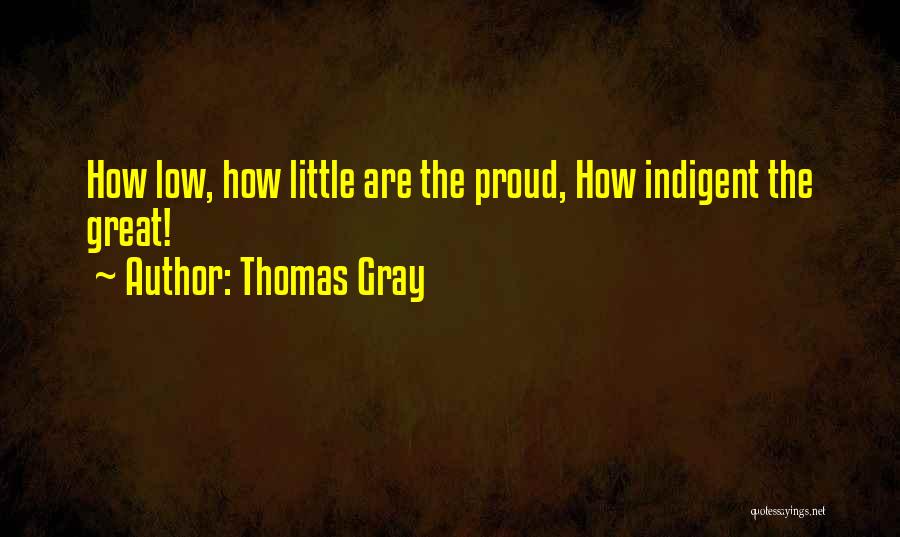 Thomas Gray Quotes: How Low, How Little Are The Proud, How Indigent The Great!