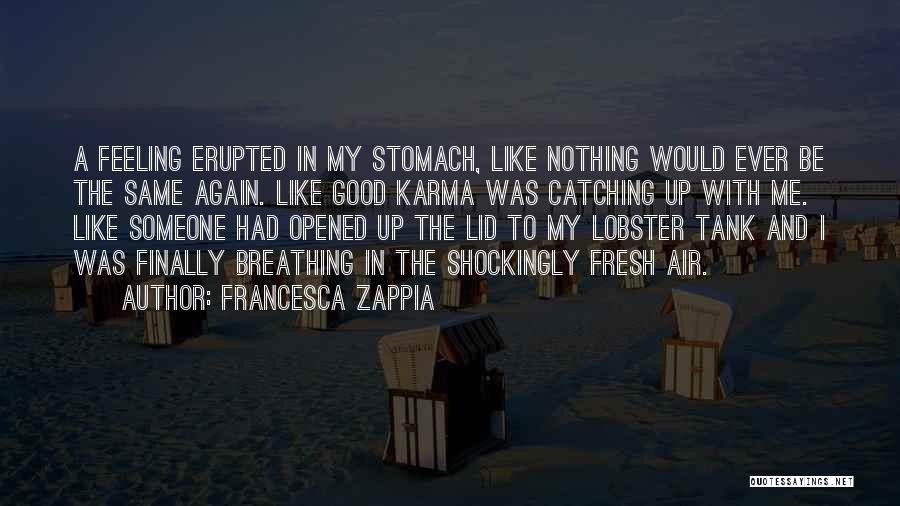 Francesca Zappia Quotes: A Feeling Erupted In My Stomach, Like Nothing Would Ever Be The Same Again. Like Good Karma Was Catching Up