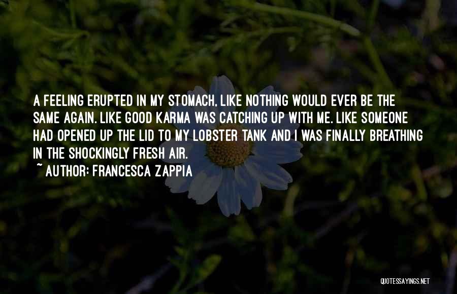 Francesca Zappia Quotes: A Feeling Erupted In My Stomach, Like Nothing Would Ever Be The Same Again. Like Good Karma Was Catching Up