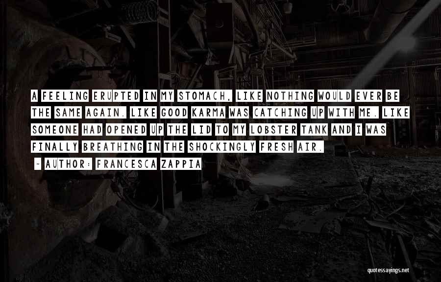 Francesca Zappia Quotes: A Feeling Erupted In My Stomach, Like Nothing Would Ever Be The Same Again. Like Good Karma Was Catching Up
