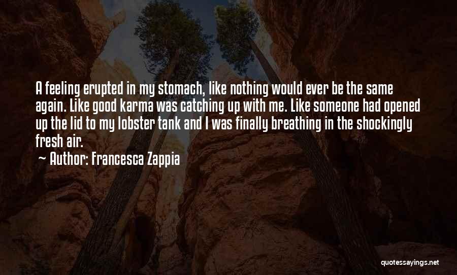 Francesca Zappia Quotes: A Feeling Erupted In My Stomach, Like Nothing Would Ever Be The Same Again. Like Good Karma Was Catching Up