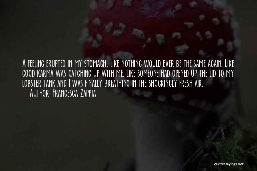 Francesca Zappia Quotes: A Feeling Erupted In My Stomach, Like Nothing Would Ever Be The Same Again. Like Good Karma Was Catching Up