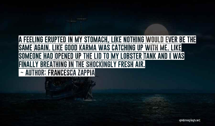 Francesca Zappia Quotes: A Feeling Erupted In My Stomach, Like Nothing Would Ever Be The Same Again. Like Good Karma Was Catching Up