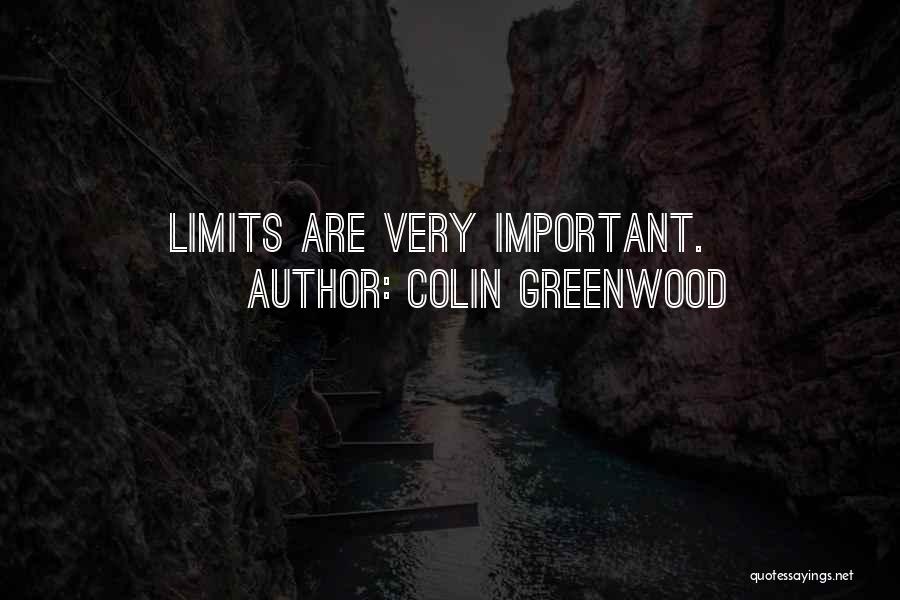 Colin Greenwood Quotes: Limits Are Very Important.