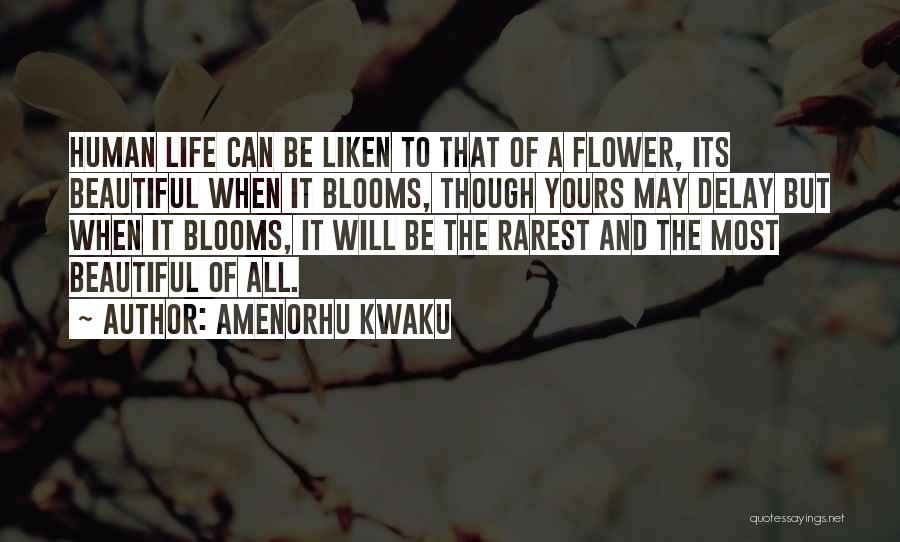 Amenorhu Kwaku Quotes: Human Life Can Be Liken To That Of A Flower, Its Beautiful When It Blooms, Though Yours May Delay But