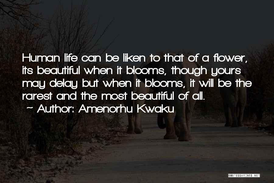 Amenorhu Kwaku Quotes: Human Life Can Be Liken To That Of A Flower, Its Beautiful When It Blooms, Though Yours May Delay But