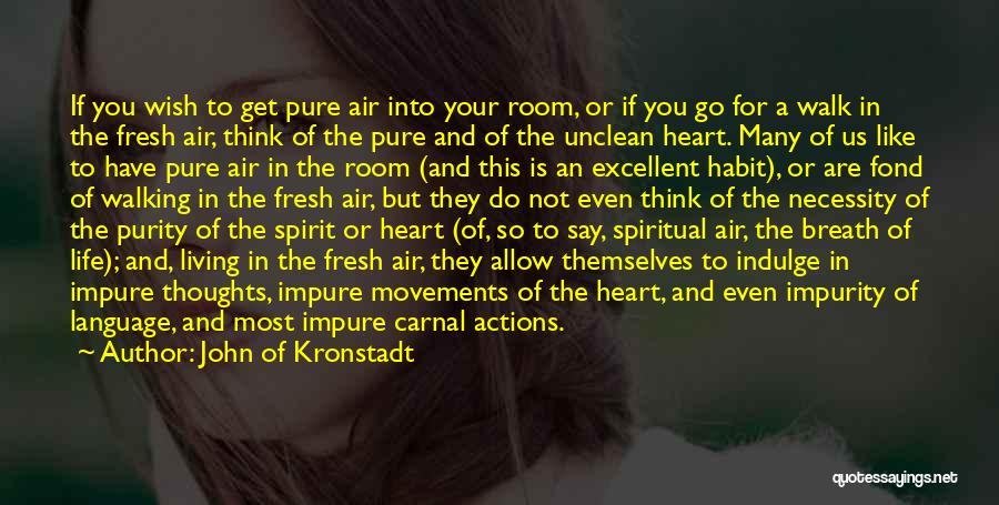 John Of Kronstadt Quotes: If You Wish To Get Pure Air Into Your Room, Or If You Go For A Walk In The Fresh