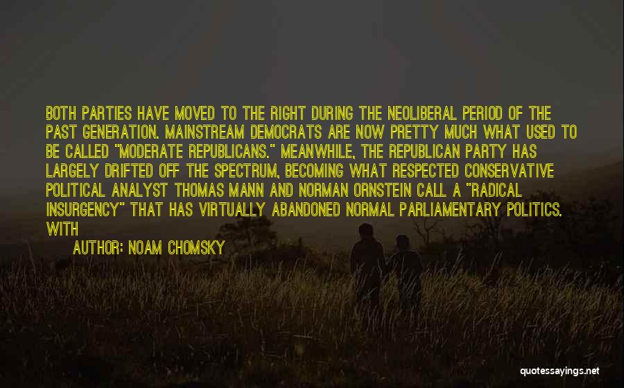 Noam Chomsky Quotes: Both Parties Have Moved To The Right During The Neoliberal Period Of The Past Generation. Mainstream Democrats Are Now Pretty