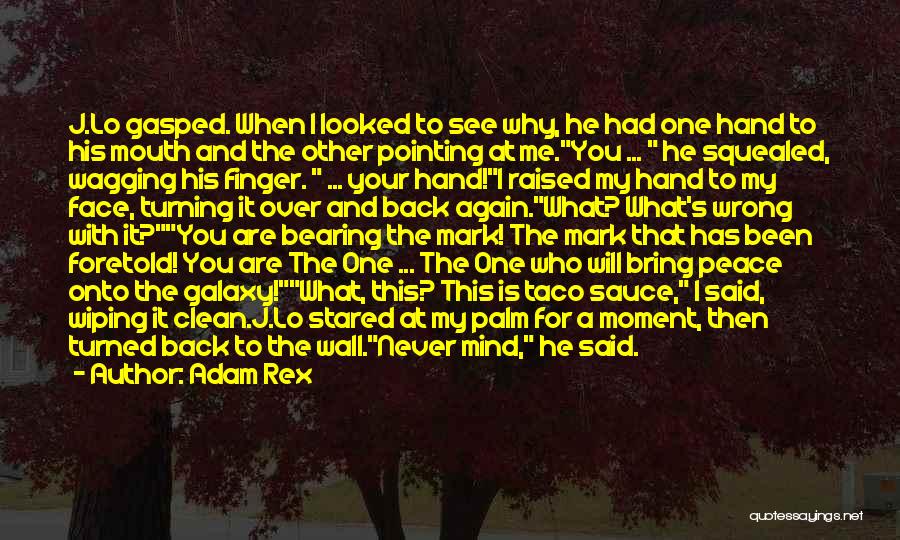 Adam Rex Quotes: J.lo Gasped. When I Looked To See Why, He Had One Hand To His Mouth And The Other Pointing At