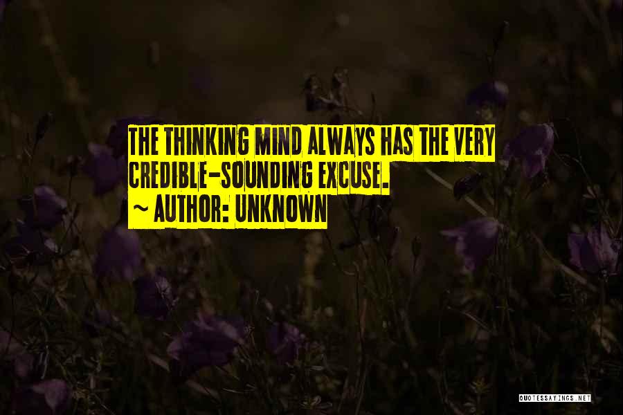 Unknown Quotes: The Thinking Mind Always Has The Very Credible-sounding Excuse.