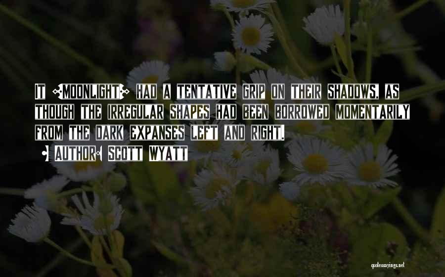 Scott Wyatt Quotes: It [moonlight] Had A Tentative Grip On Their Shadows, As Though The Irregular Shapes Had Been Borrowed Momentarily From The