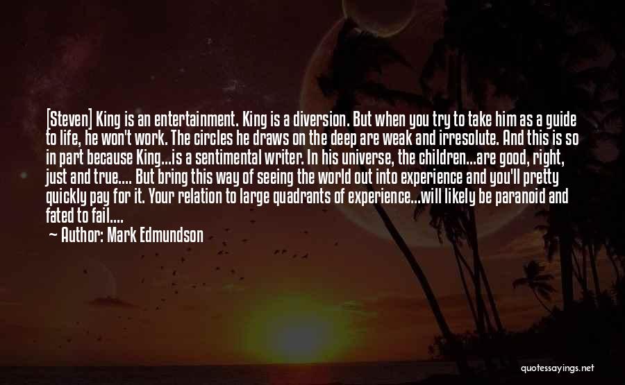 Mark Edmundson Quotes: [steven] King Is An Entertainment. King Is A Diversion. But When You Try To Take Him As A Guide To