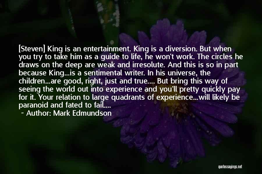 Mark Edmundson Quotes: [steven] King Is An Entertainment. King Is A Diversion. But When You Try To Take Him As A Guide To