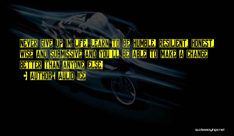 Auliq Ice Quotes: Never Give Up In Life. Learn To Be Humble, Resilient, Honest, Wise And Submissive And You'll Be Able To Make