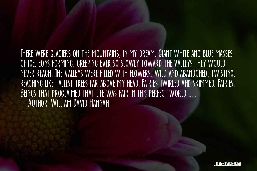 William David Hannah Quotes: There Were Glaciers On The Mountains, In My Dream. Giant White And Blue Masses Of Ice, Eons Forming, Creeping Ever