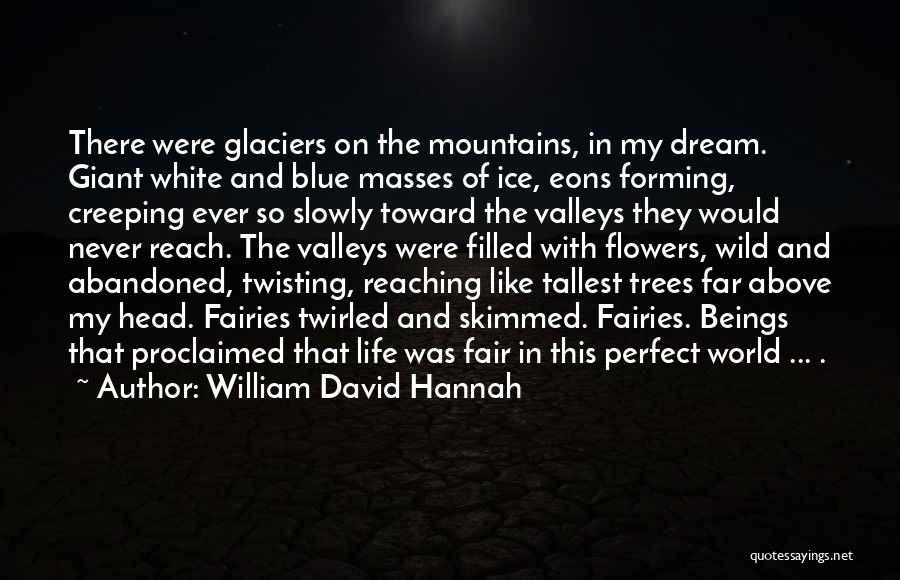 William David Hannah Quotes: There Were Glaciers On The Mountains, In My Dream. Giant White And Blue Masses Of Ice, Eons Forming, Creeping Ever