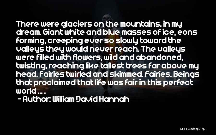 William David Hannah Quotes: There Were Glaciers On The Mountains, In My Dream. Giant White And Blue Masses Of Ice, Eons Forming, Creeping Ever