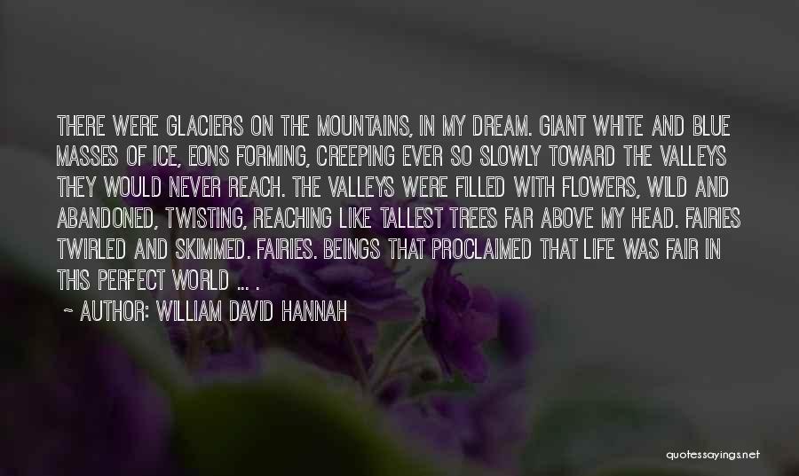 William David Hannah Quotes: There Were Glaciers On The Mountains, In My Dream. Giant White And Blue Masses Of Ice, Eons Forming, Creeping Ever