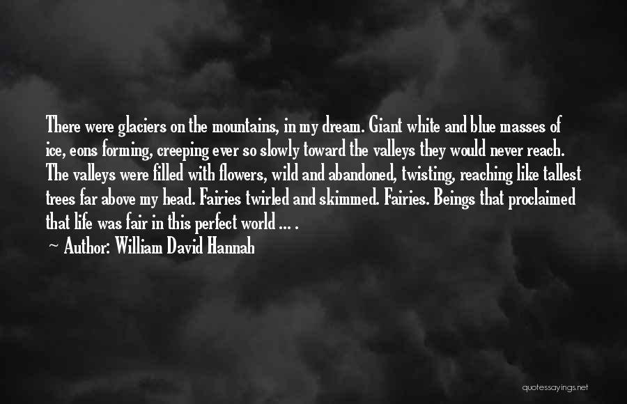 William David Hannah Quotes: There Were Glaciers On The Mountains, In My Dream. Giant White And Blue Masses Of Ice, Eons Forming, Creeping Ever