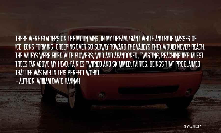 William David Hannah Quotes: There Were Glaciers On The Mountains, In My Dream. Giant White And Blue Masses Of Ice, Eons Forming, Creeping Ever