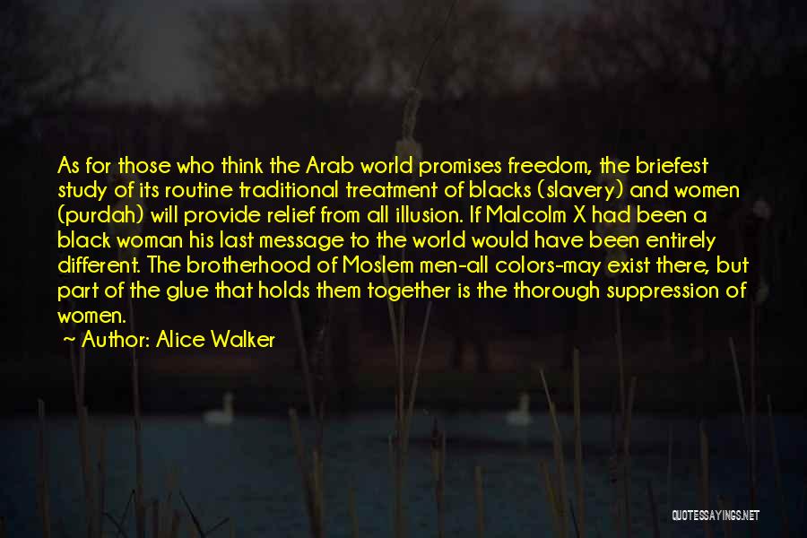 Alice Walker Quotes: As For Those Who Think The Arab World Promises Freedom, The Briefest Study Of Its Routine Traditional Treatment Of Blacks
