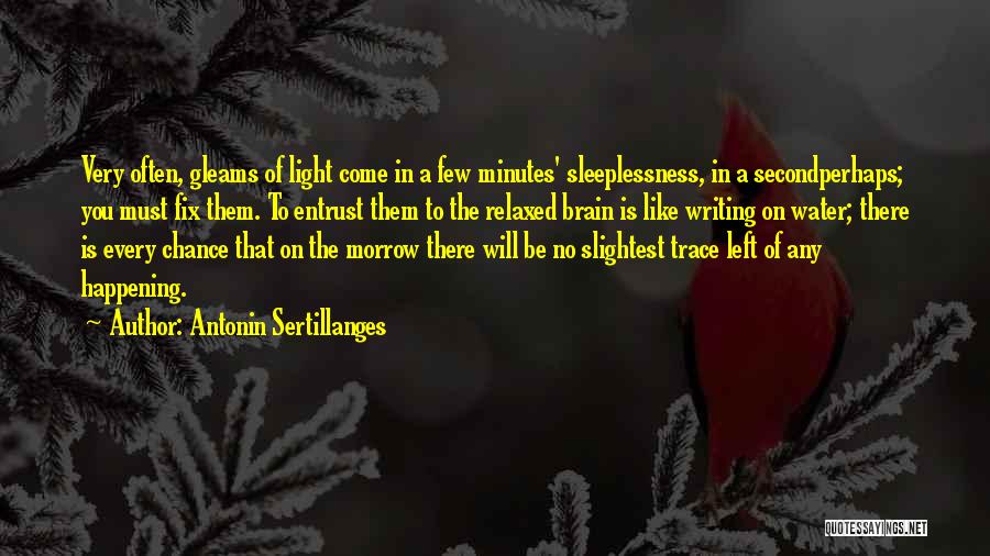 Antonin Sertillanges Quotes: Very Often, Gleams Of Light Come In A Few Minutes' Sleeplessness, In A Secondperhaps; You Must Fix Them. To Entrust