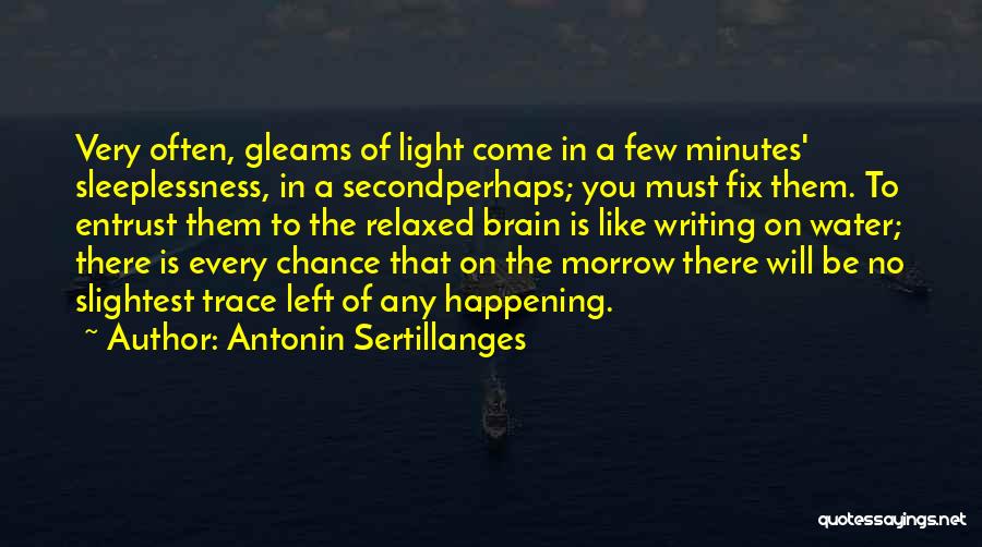 Antonin Sertillanges Quotes: Very Often, Gleams Of Light Come In A Few Minutes' Sleeplessness, In A Secondperhaps; You Must Fix Them. To Entrust