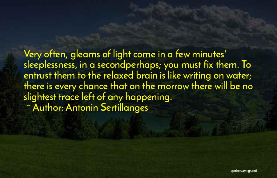 Antonin Sertillanges Quotes: Very Often, Gleams Of Light Come In A Few Minutes' Sleeplessness, In A Secondperhaps; You Must Fix Them. To Entrust