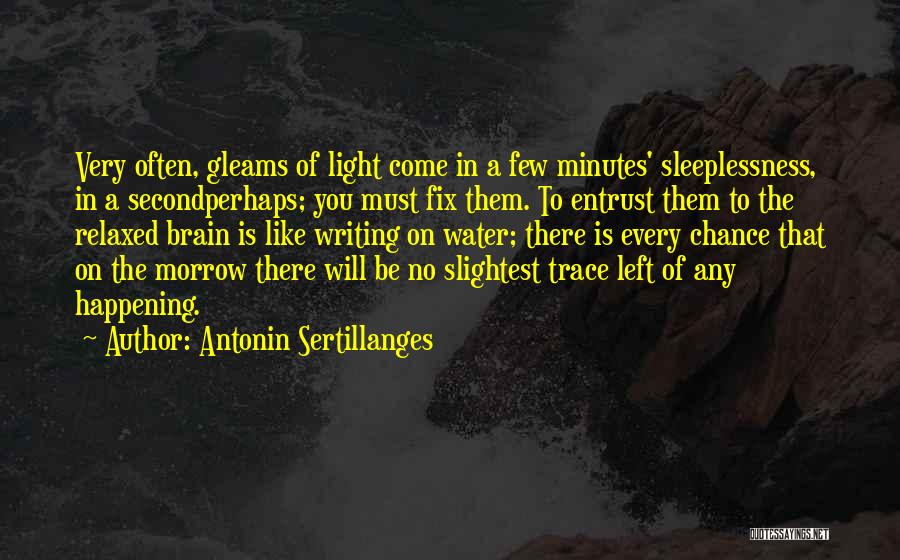 Antonin Sertillanges Quotes: Very Often, Gleams Of Light Come In A Few Minutes' Sleeplessness, In A Secondperhaps; You Must Fix Them. To Entrust