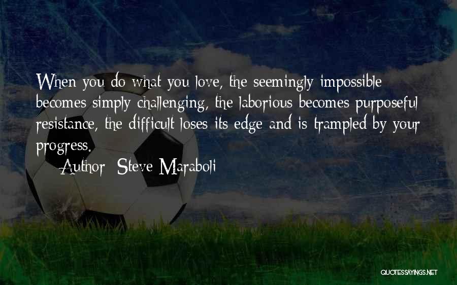 Steve Maraboli Quotes: When You Do What You Love, The Seemingly Impossible Becomes Simply Challenging, The Laborious Becomes Purposeful Resistance, The Difficult Loses