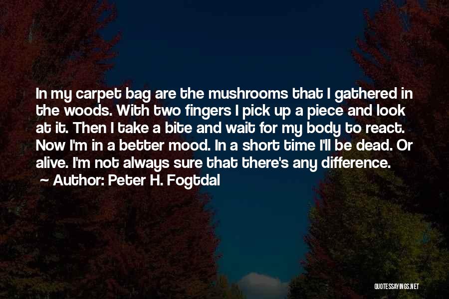 Peter H. Fogtdal Quotes: In My Carpet Bag Are The Mushrooms That I Gathered In The Woods. With Two Fingers I Pick Up A