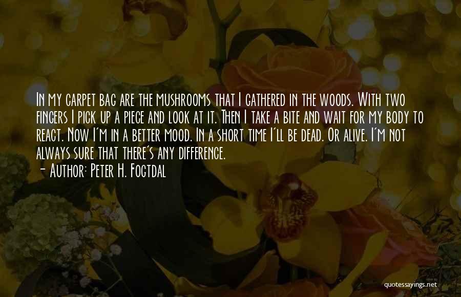 Peter H. Fogtdal Quotes: In My Carpet Bag Are The Mushrooms That I Gathered In The Woods. With Two Fingers I Pick Up A