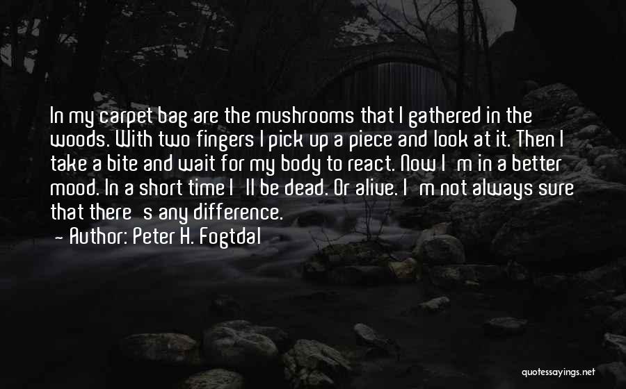 Peter H. Fogtdal Quotes: In My Carpet Bag Are The Mushrooms That I Gathered In The Woods. With Two Fingers I Pick Up A