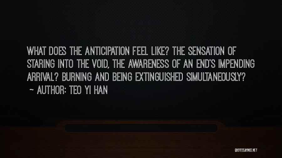 Teo Yi Han Quotes: What Does The Anticipation Feel Like? The Sensation Of Staring Into The Void, The Awareness Of An End's Impending Arrival?