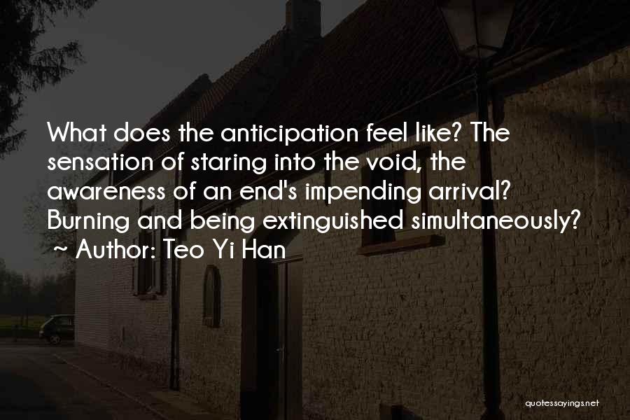 Teo Yi Han Quotes: What Does The Anticipation Feel Like? The Sensation Of Staring Into The Void, The Awareness Of An End's Impending Arrival?