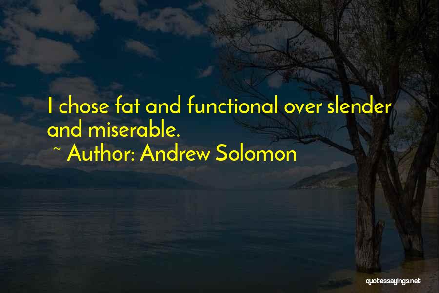 Andrew Solomon Quotes: I Chose Fat And Functional Over Slender And Miserable.