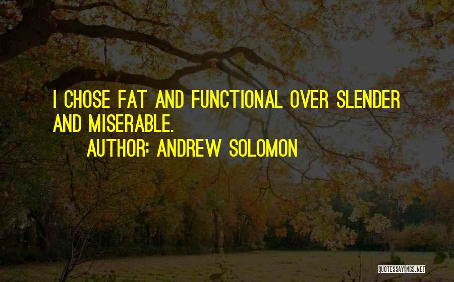 Andrew Solomon Quotes: I Chose Fat And Functional Over Slender And Miserable.