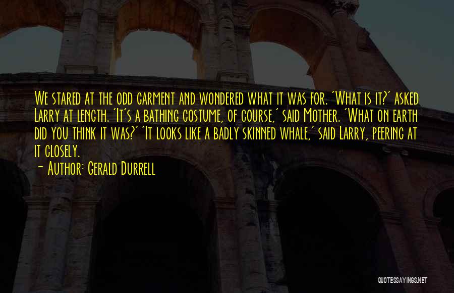 Gerald Durrell Quotes: We Stared At The Odd Garment And Wondered What It Was For. 'what Is It?' Asked Larry At Length. 'it's