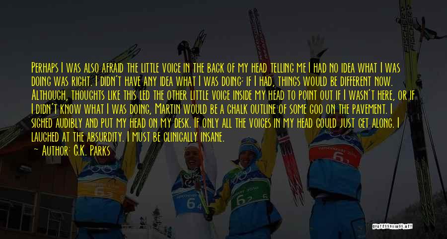 G.K. Parks Quotes: Perhaps I Was Also Afraid The Little Voice In The Back Of My Head Telling Me I Had No Idea